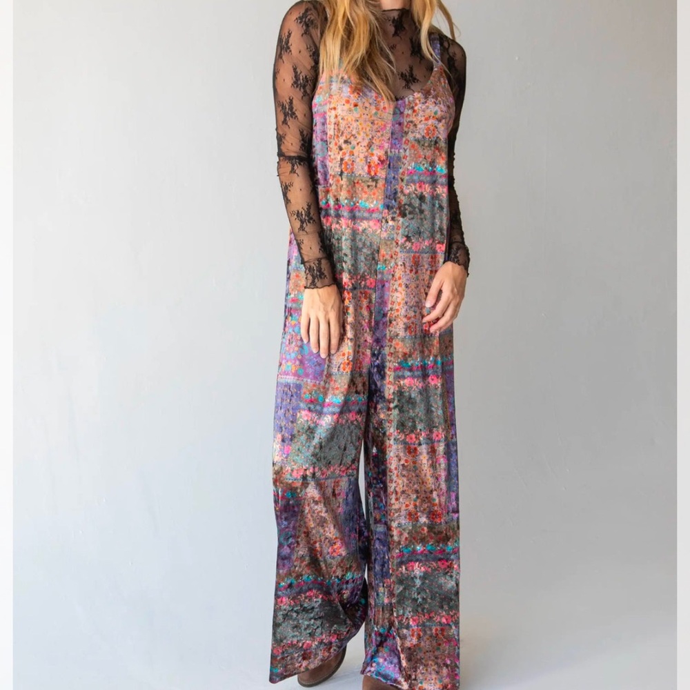 NATURAL LIFE Multicolor Floral Print Wide-Leg Jumpsuit
